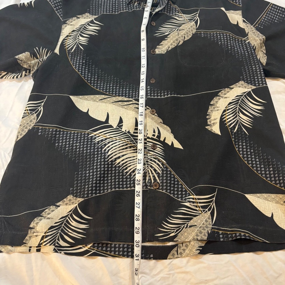 Tommy Bahama Mens Silk Shirt XL Palm Leaf Print Short Sleeve Button Up Pocket - Picture 5 of 7